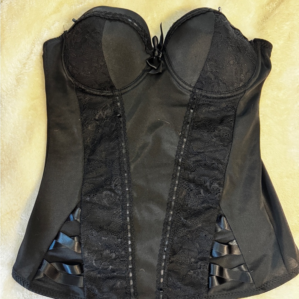 Spirit Black Satin and Lace Bustier